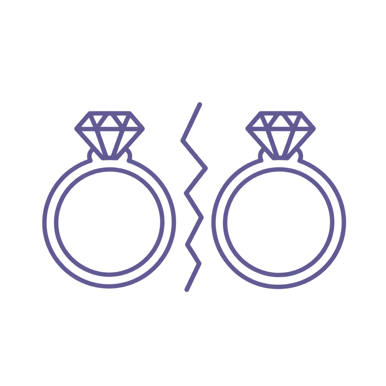 Neon icon of separated wedding rings representing Divorce and Matrimonial Lawyer services in Rajouri Garden Delhi